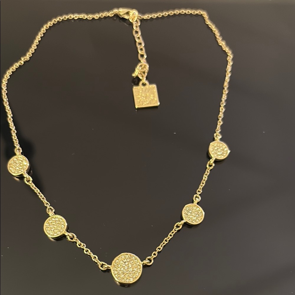 Anne Klein Rhinestone Gold Tone Choker Necklace